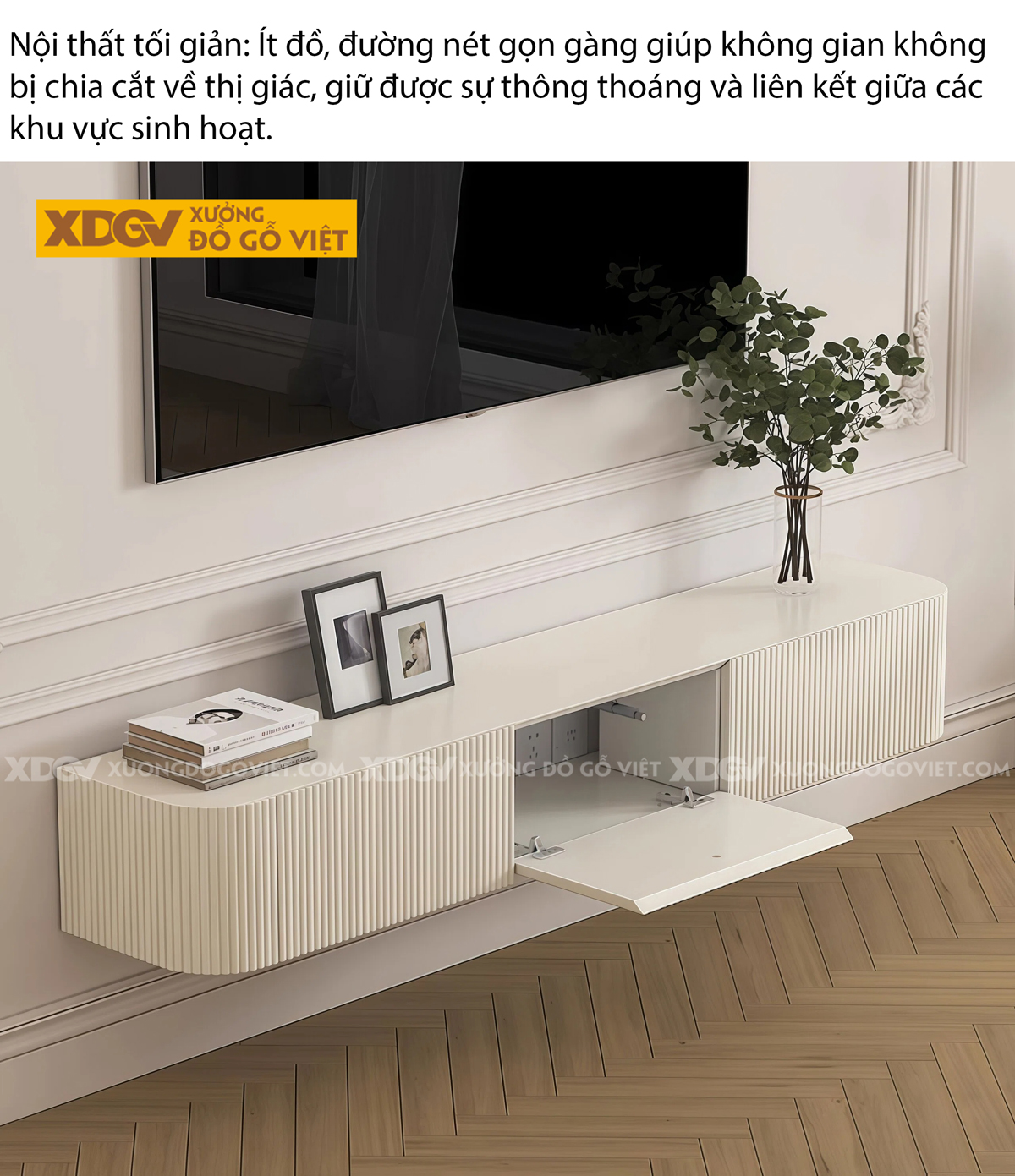 Kệ Tivi Phòng Khách Gỗ Công Nghiệp Dáng Dài Phối Màu Tinh Tế