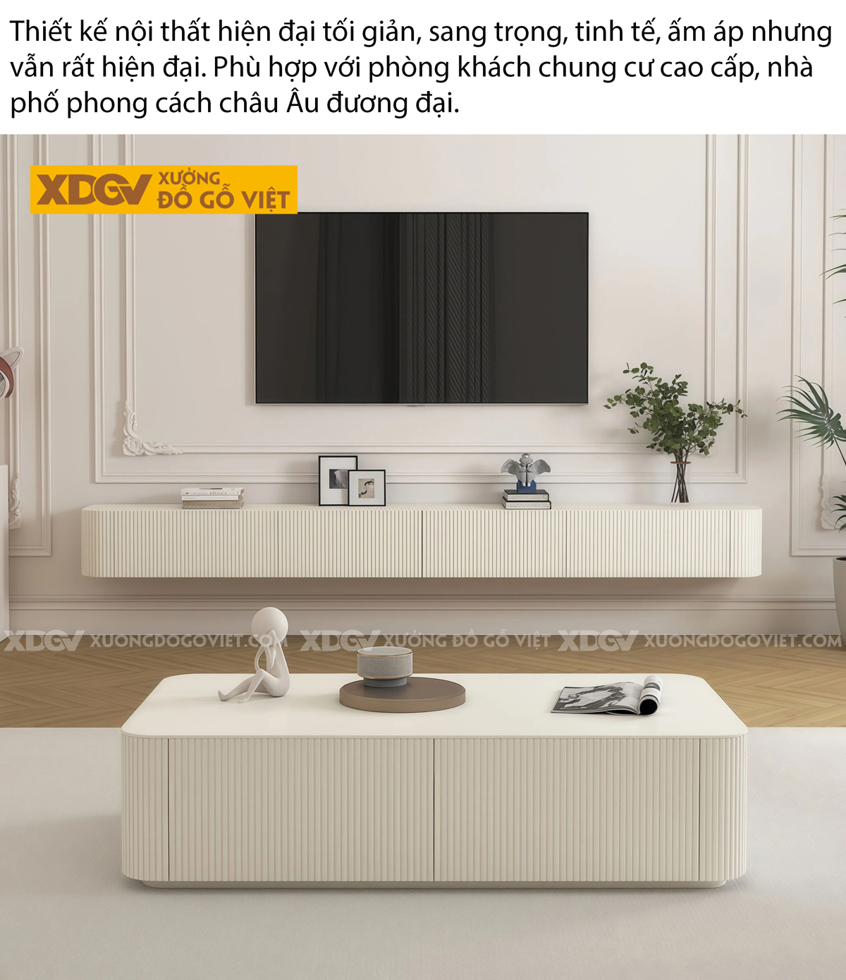 Kệ Tivi Phòng Khách Gỗ Công Nghiệp Dáng Dài Phối Màu Tinh Tế