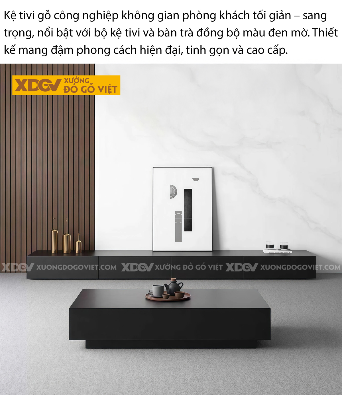 Kệ Tivi Phòng Khách Gỗ Công Nghiêp Hiện Đại Dáng Dài Và Thấp