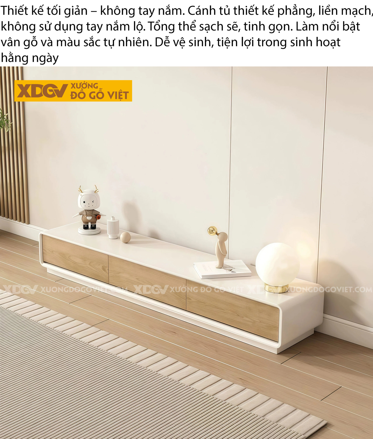 Kệ Tivi Phòng Khách Gỗ MDF Dáng Thấp Cơ Chế Mở Rộng Cơ Động