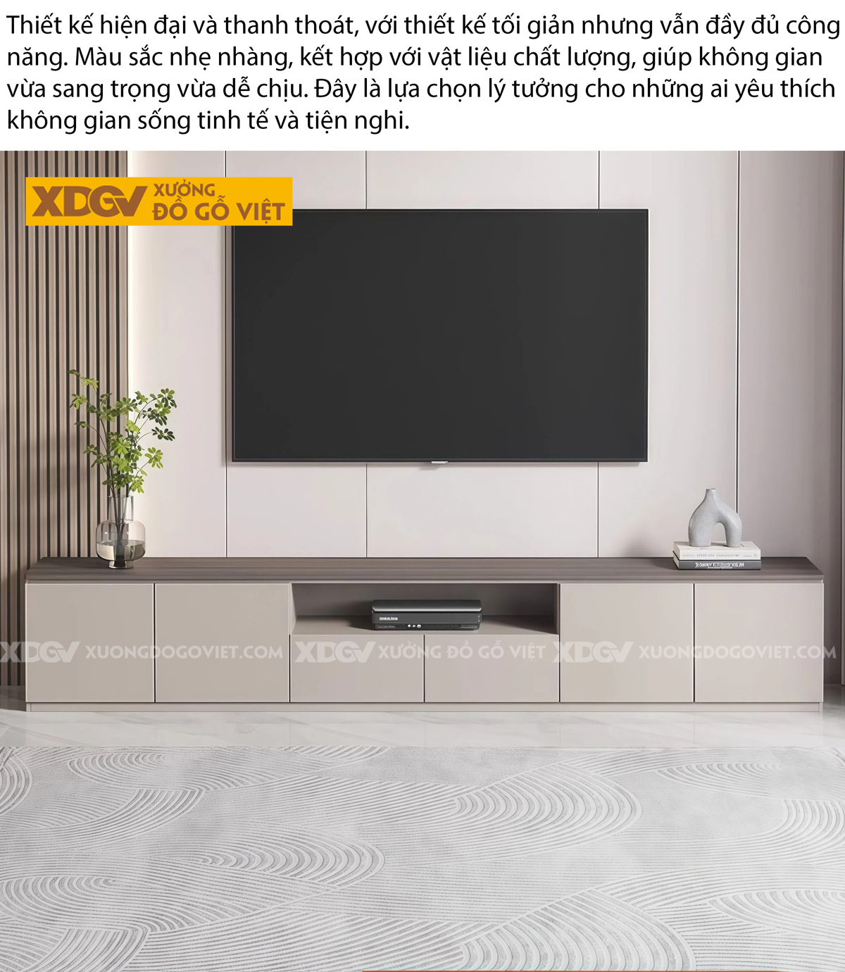 Kệ Tivi Phòng Khách Gỗ MDF Phối Hộc Hở Giữa Bo Cong Mềm Mại