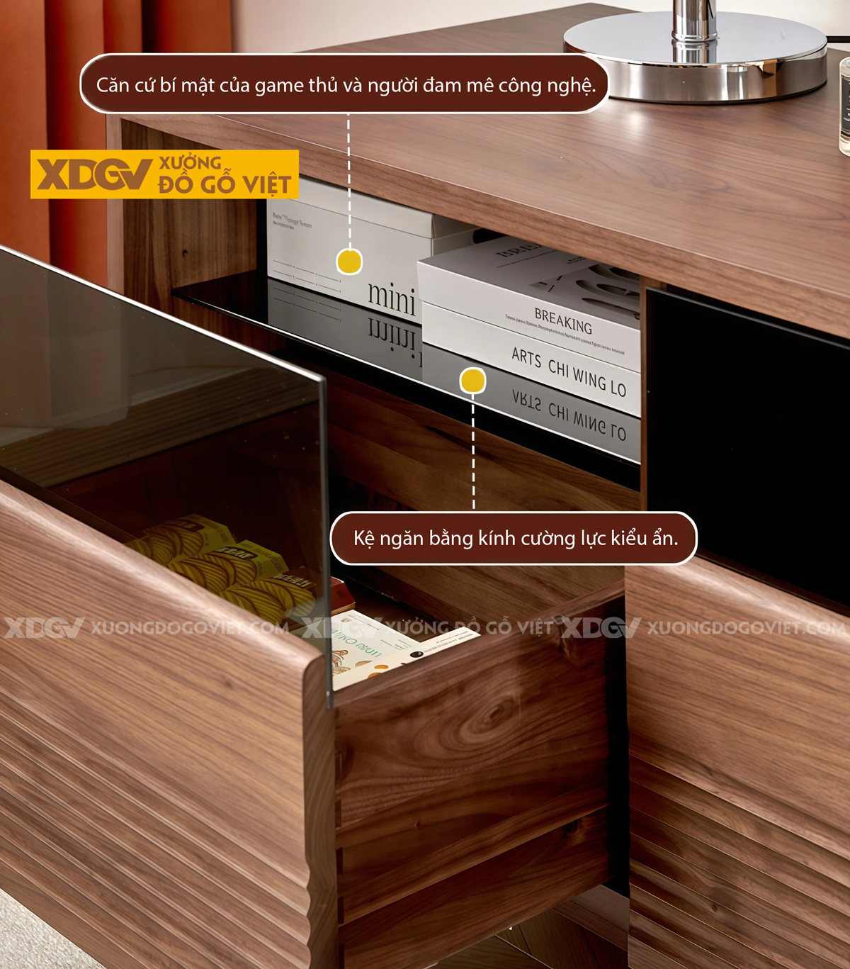 Kệ Tivi Phòng Khách Gỗ Óc Chó Chân Cao Kiểu Dáng Vuông Vức