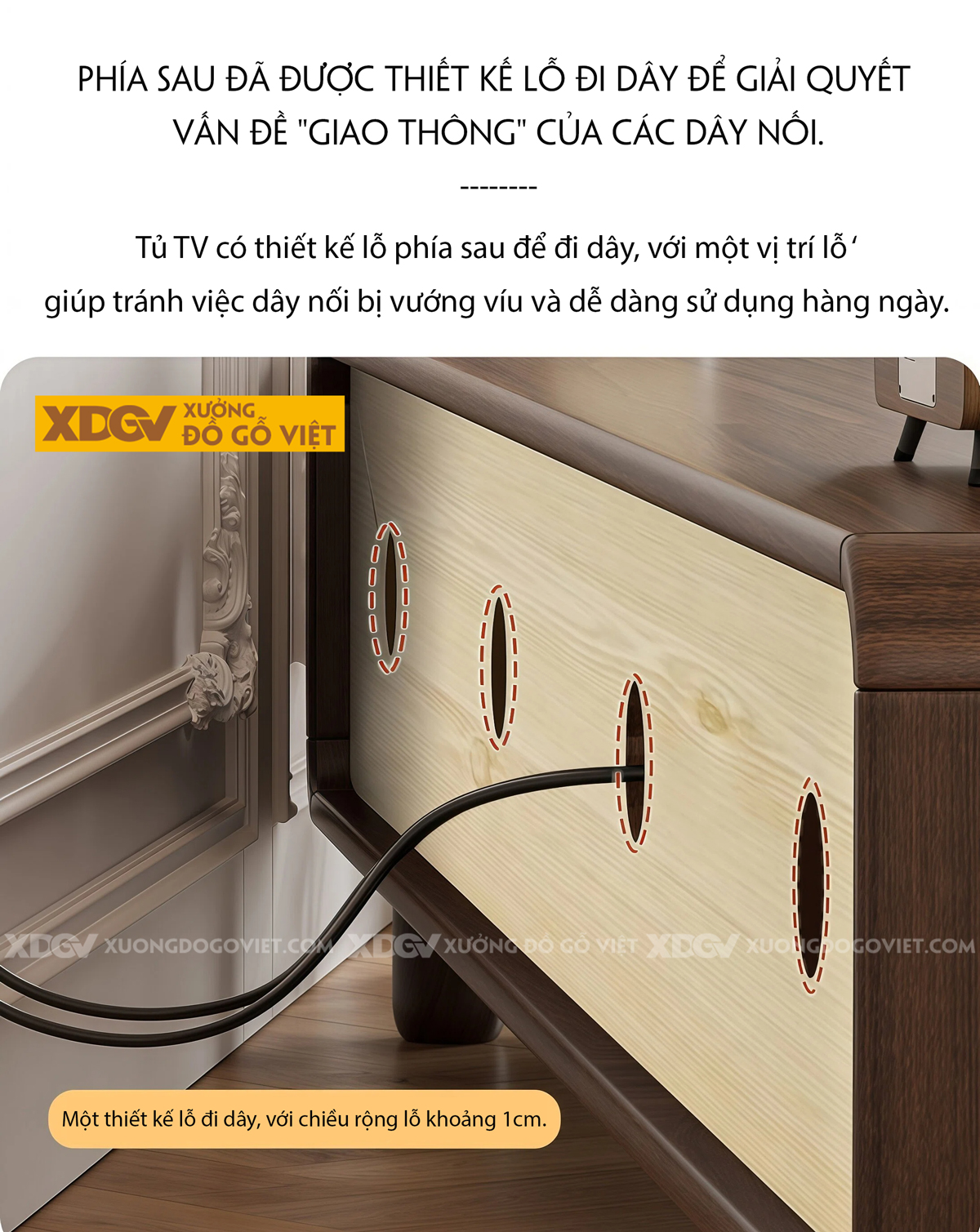 Kệ Tivi Phòng Khách Gỗ Óc Chó Dáng Thấp Bo Góc Mềm Mại