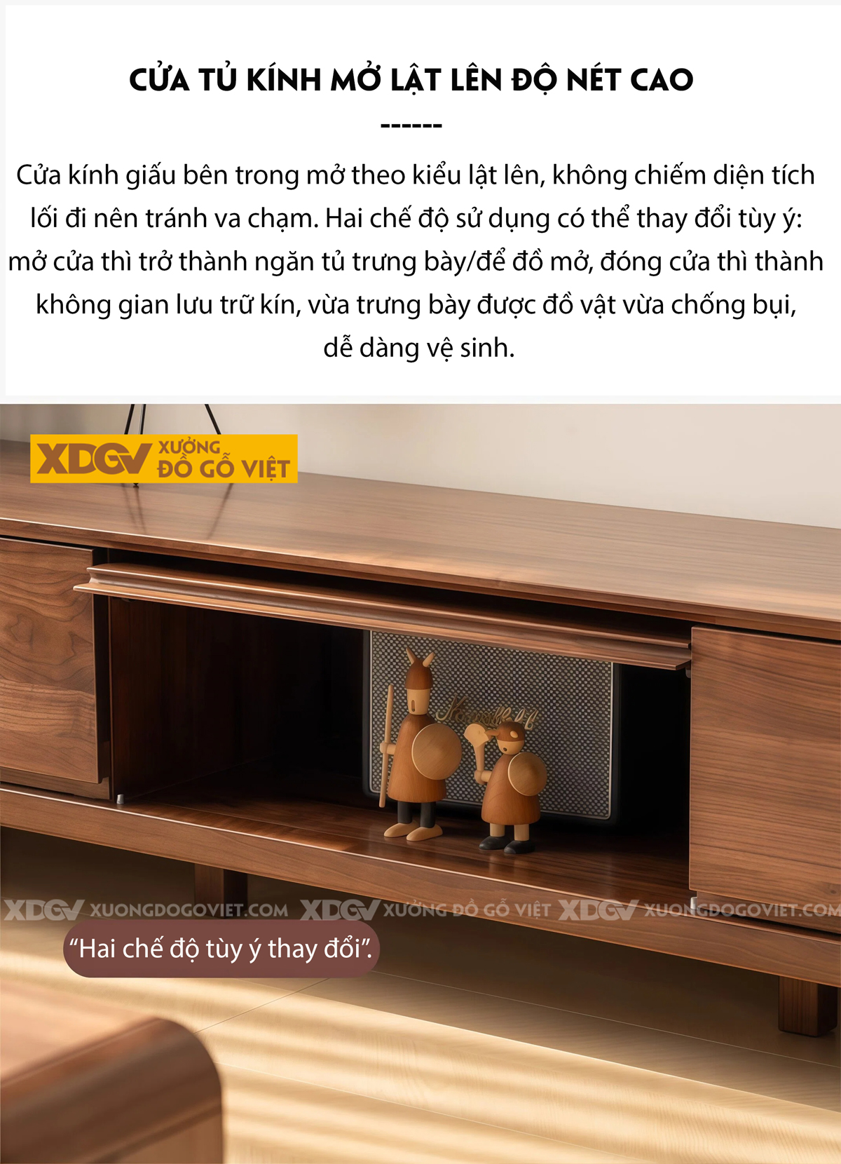 Kệ Tivi Phòng Khách Gỗ Óc Chó Dáng Thấp Phong Cách Bắc Âu