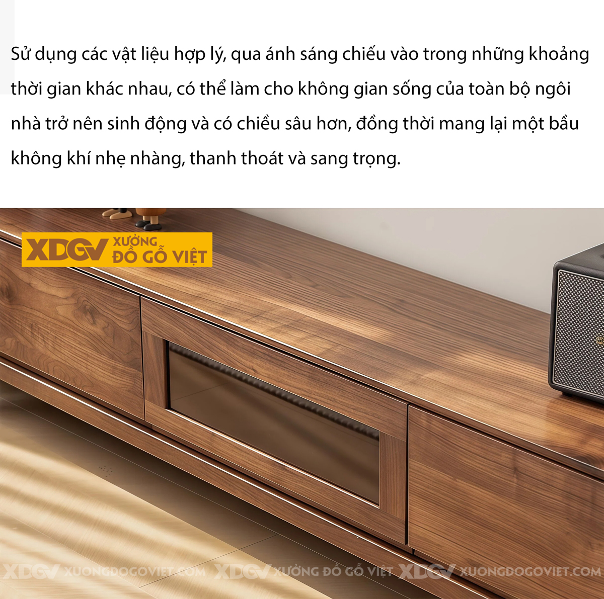 Kệ Tivi Phòng Khách Gỗ Óc Chó Dáng Thấp Phong Cách Bắc Âu