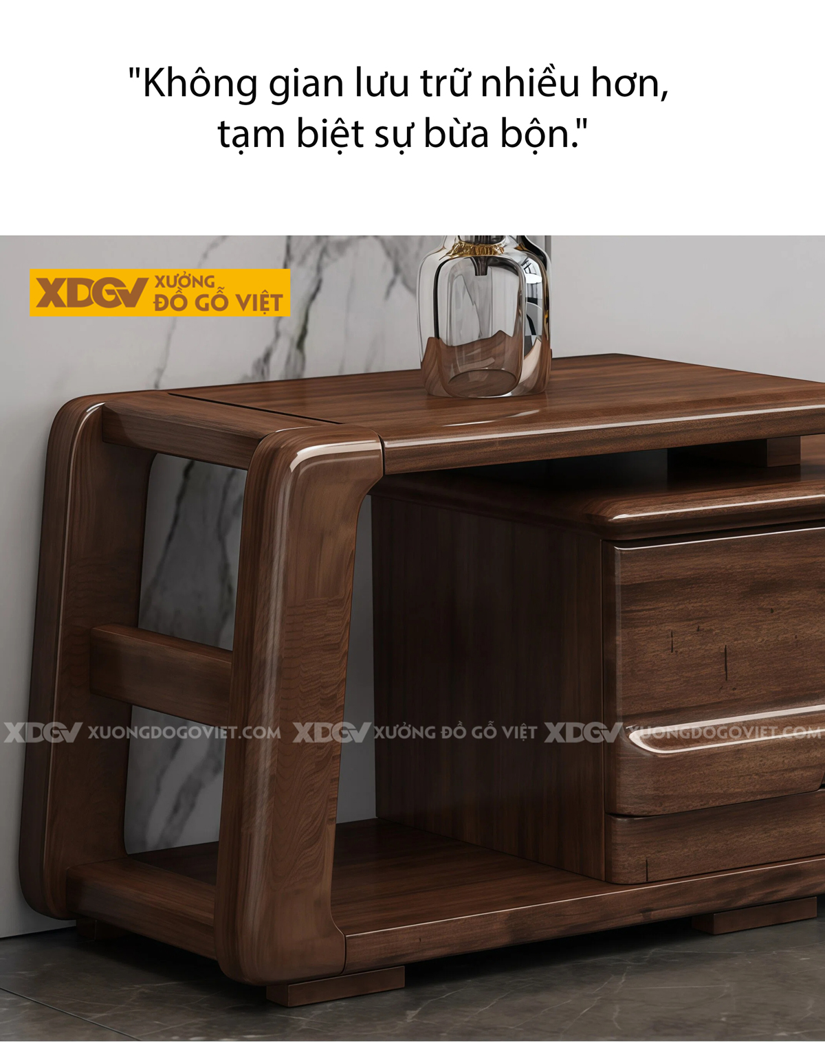 Kệ Tivi Phòng Khách Gỗ Óc Chó Kiểu Dáng Mạnh Mẽ Bề Thế