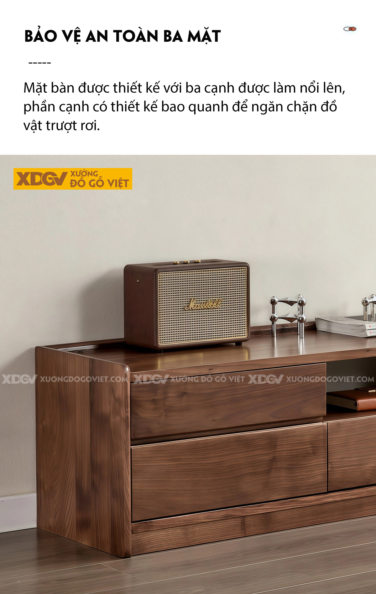 Kệ Tivi Phòng Khách Gỗ Óc Chó Tối Giản Nhiều Ngăn Chứa