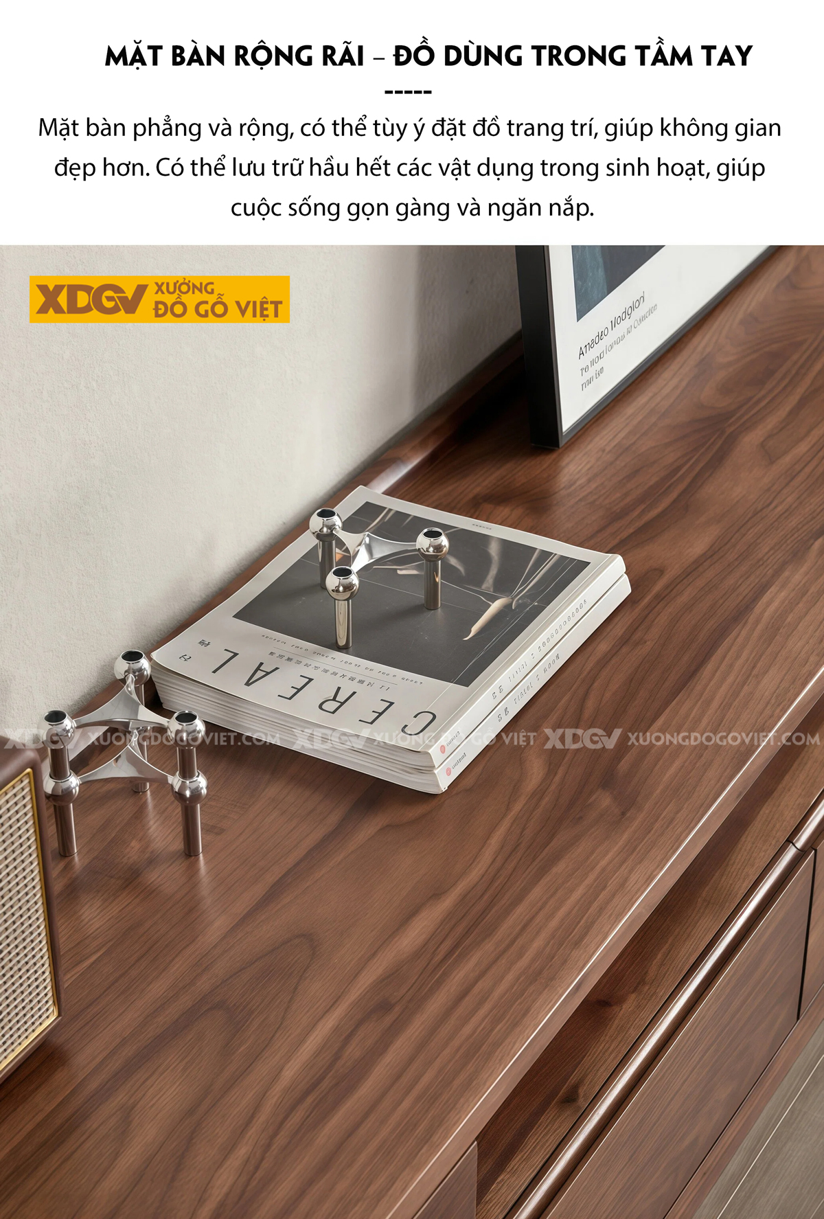 Kệ Tivi Phòng Khách Gỗ Óc Chó Tối Giản Nhiều Ngăn Chứa