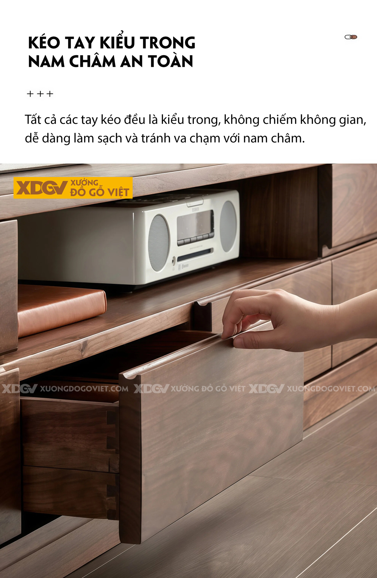 Kệ Tivi Phòng Khách Gỗ Óc Chó Tối Giản Nhiều Ngăn Chứa