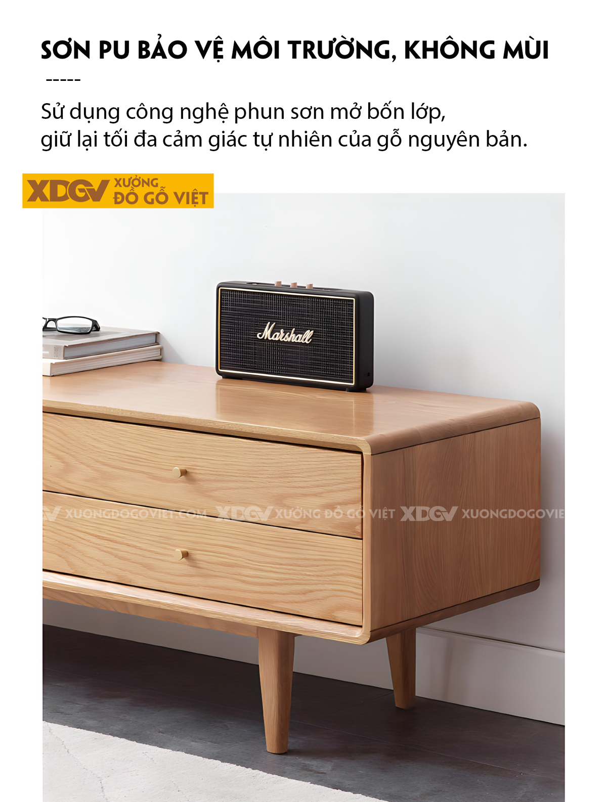 Kệ Tivi Phòng Khách Gỗ Sồi Hiện Đại Cánh Kính Lùa Gân Mờ