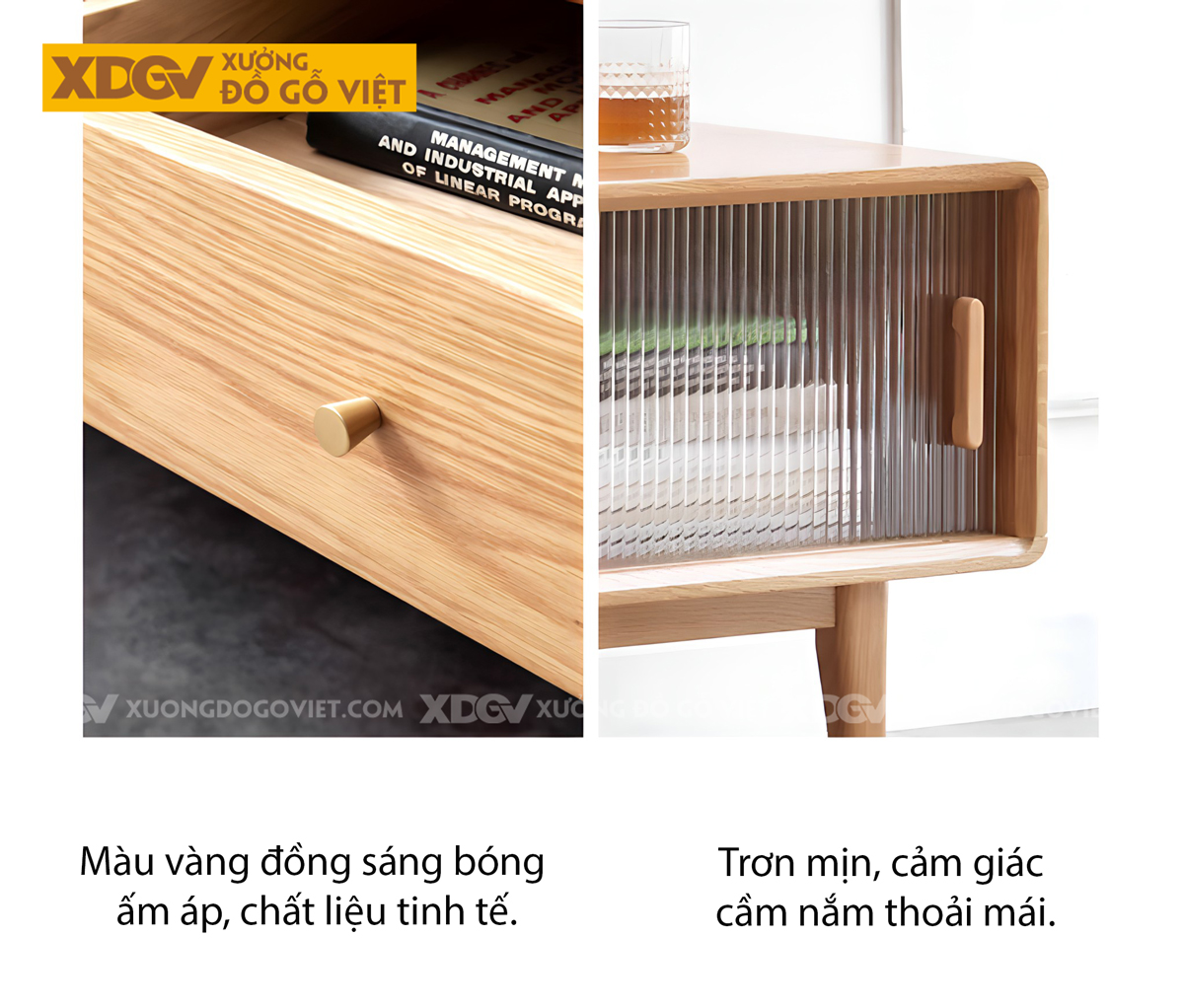 Kệ Tivi Phòng Khách Gỗ Sồi Hiện Đại Cánh Kính Lùa Gân Mờ