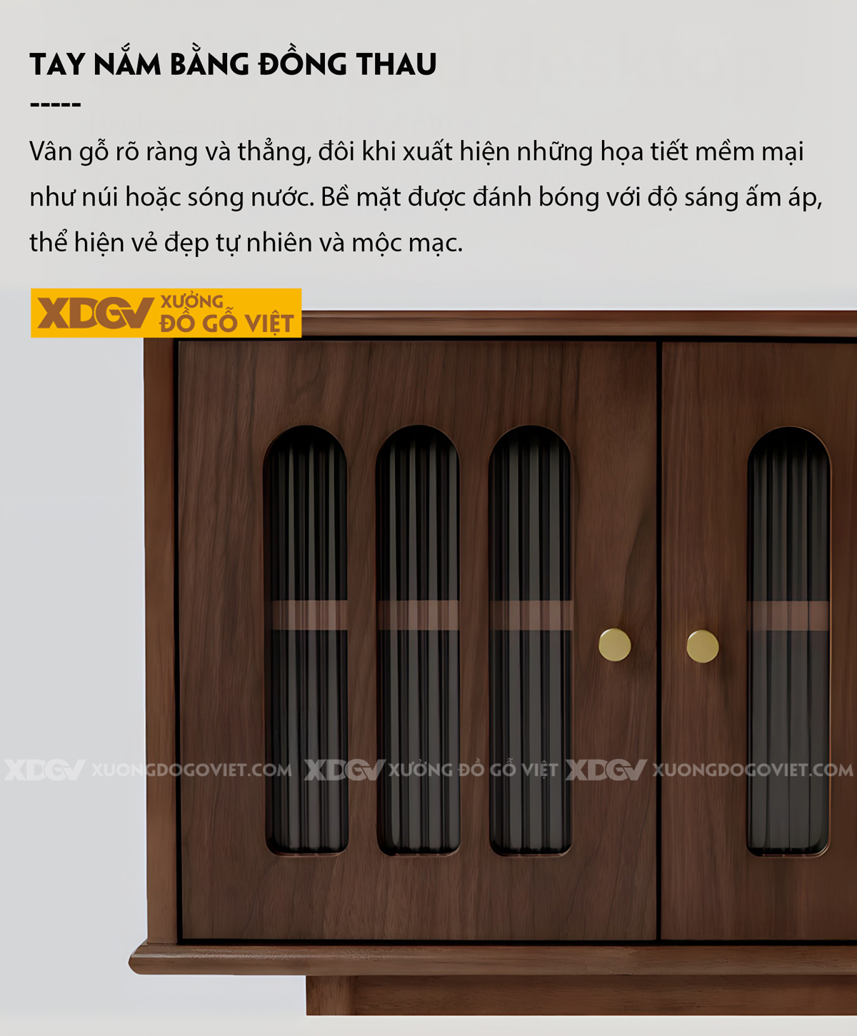 Kệ Tivi Phòng Khách Gỗ Sồi Mỹ Chân Cao Cánh Kính Khung Vòm