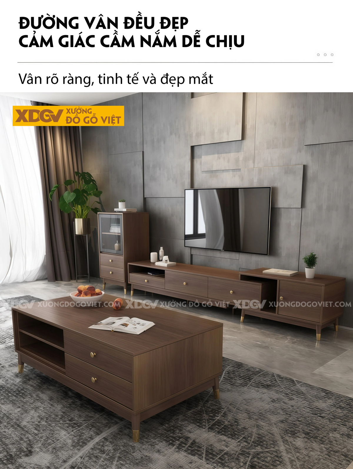 Kệ Tivi Phòng Khách MDF Thiết Kế Dạng Trượt Mở Rộng Lưu Trữ
