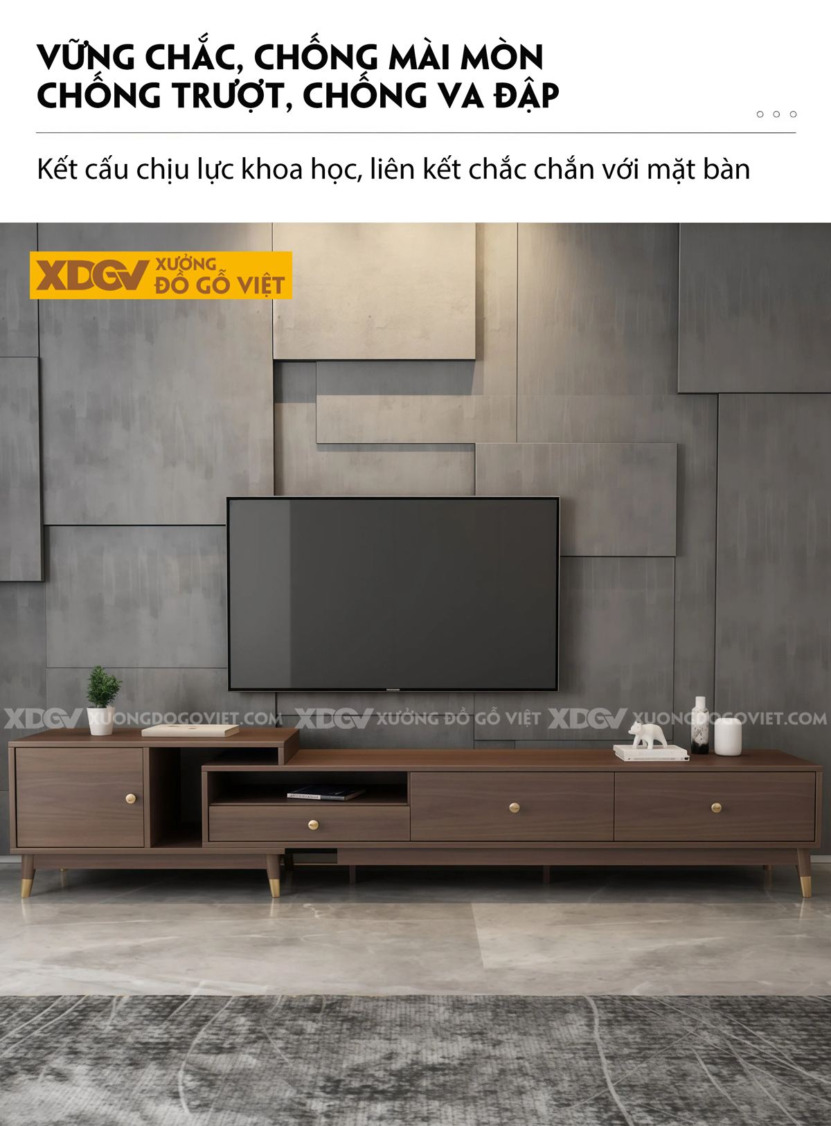 Kệ Tivi Phòng Khách MDF Thiết Kế Dạng Trượt Mở Rộng Lưu Trữ