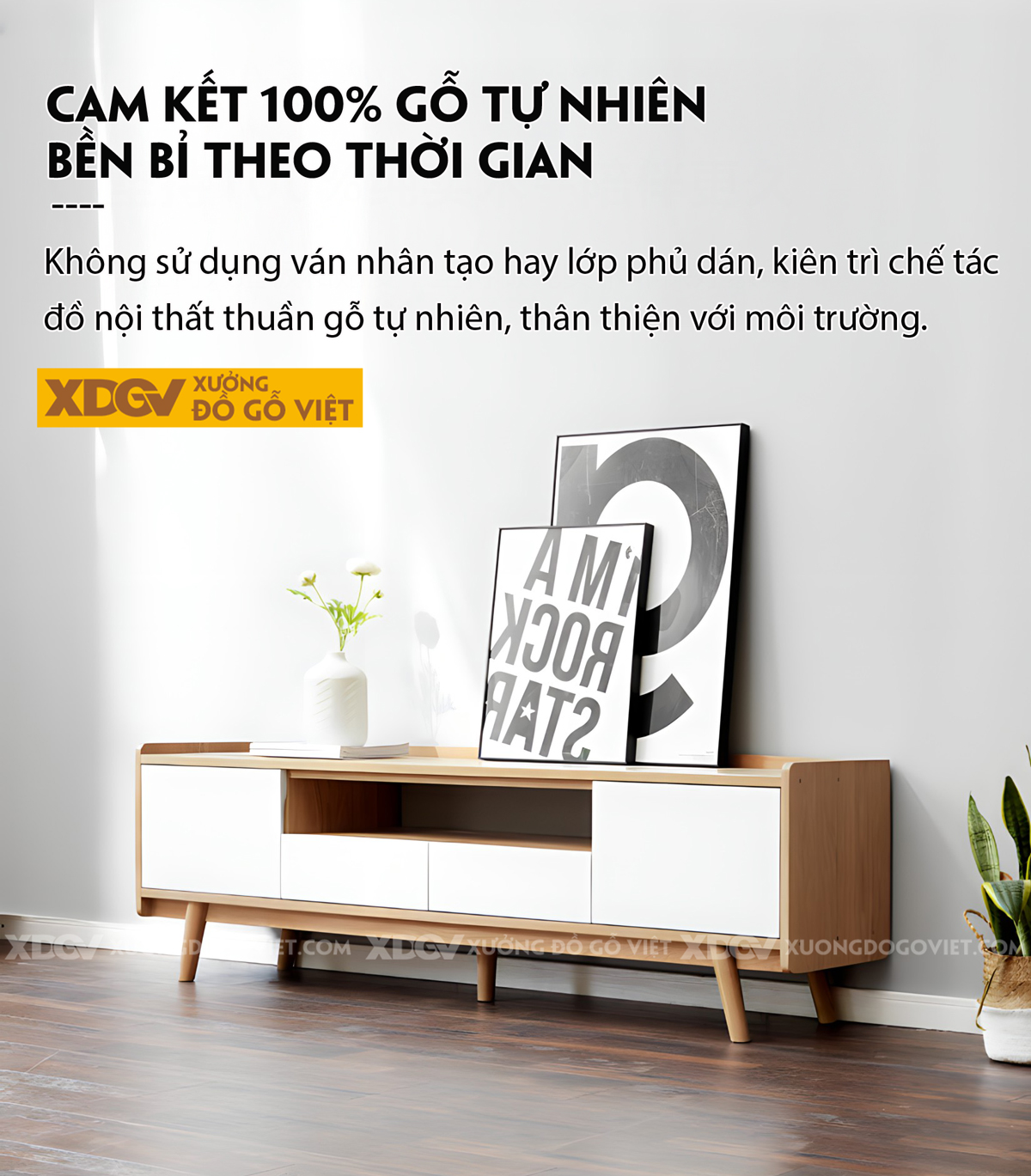 Kệ Tivi Sồi Mỹ Phòng Khách Cánh Sơn Trắng Gờ Nổi Trên