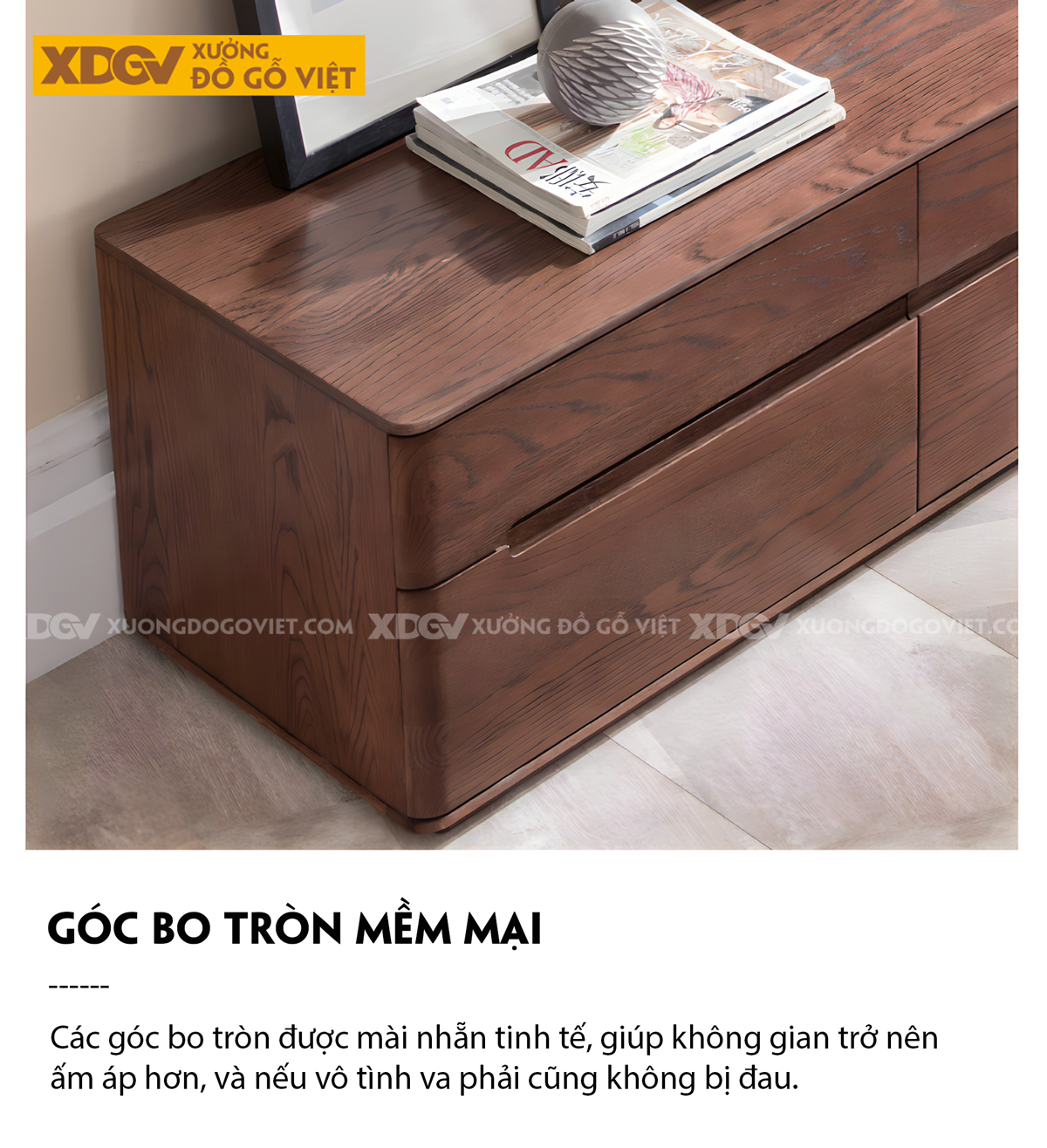 Kệ Tivi Sồi Mỹ Phòng Khách Nhiều Ngăn Kéo Linh Hoạt Tay Âm