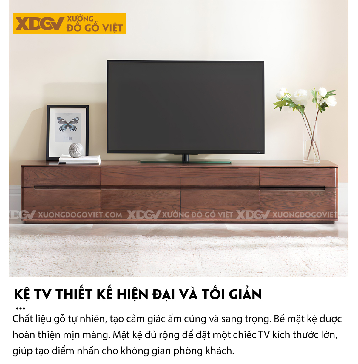 Kệ Tivi Sồi Mỹ Phòng Khách Nhiều Ngăn Kéo Linh Hoạt Tay Âm