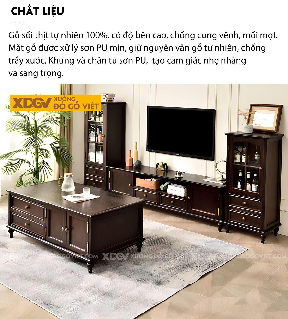 Kệ Tivi Sồi Mỹ Tân Cổ Điển Chân Trụ Tiện Nhiều Phiên Bản