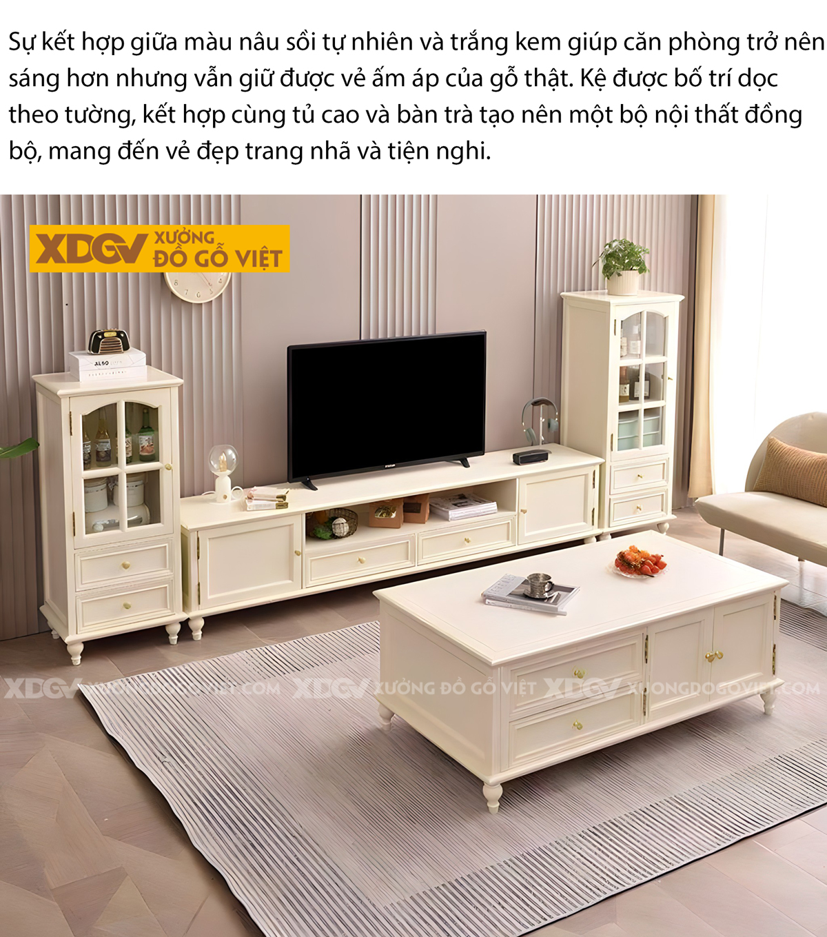 Kệ Tivi Sồi Mỹ Tân Cổ Điển Chân Trụ Tiện Nhiều Phiên Bản