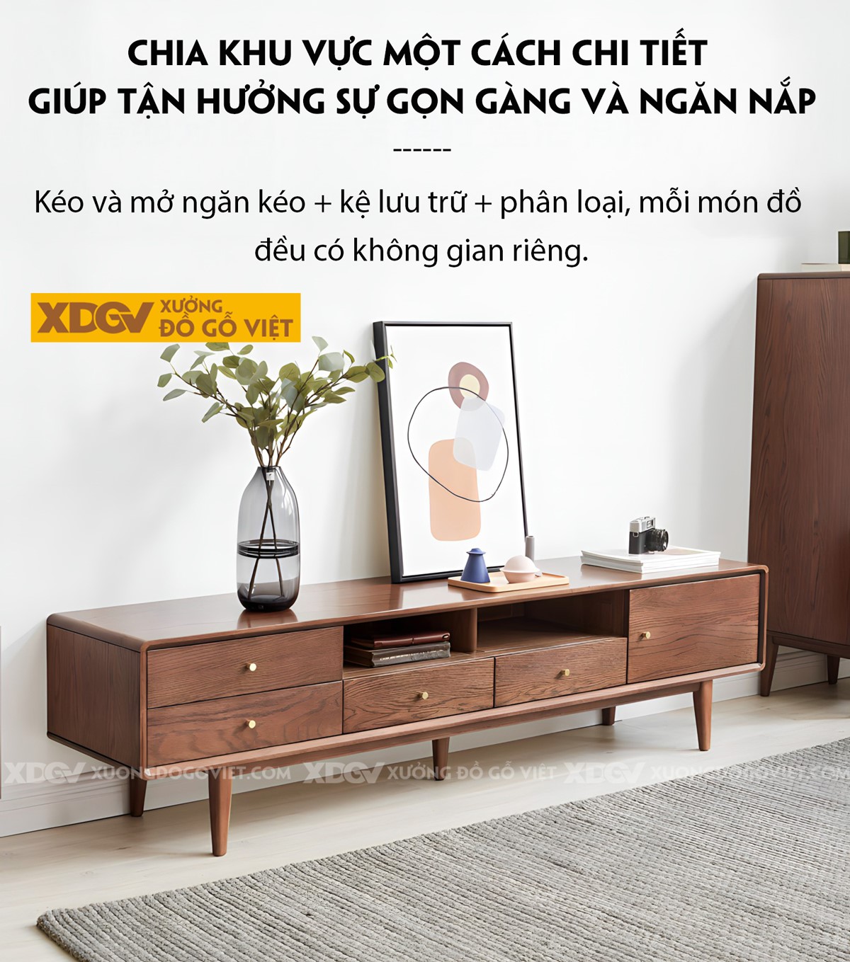 Kệ Tivi Sồi Phòng Khách Hiện Đại Nhiều Ngăn Kéo Tiện Ích