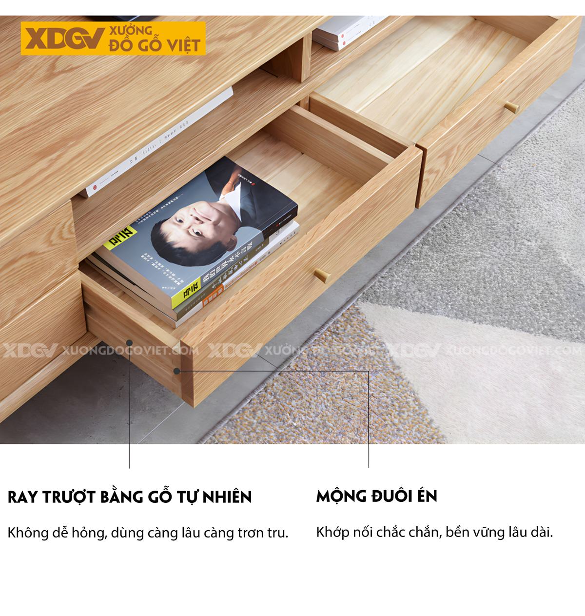 Kệ Tivi Sồi Phòng Khách Hiện Đại Nhiều Ngăn Kéo Tiện Ích