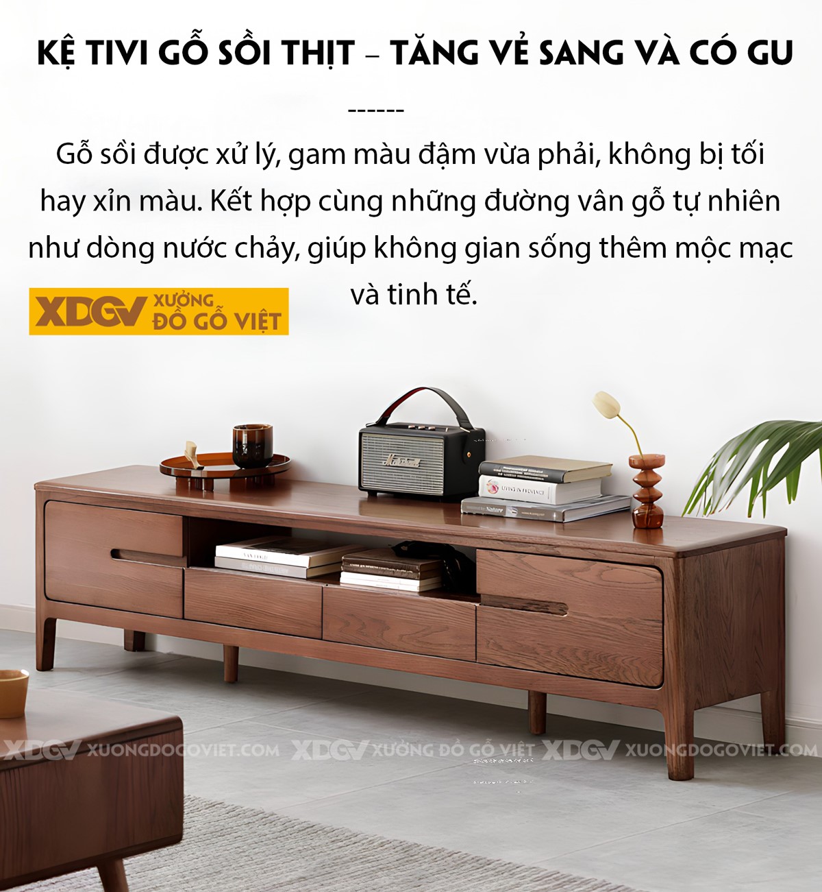 Kệ Tivi Sồi Thịt Hiện Đại Chân Cao 2 Phiên Bản Trượt Và Mở