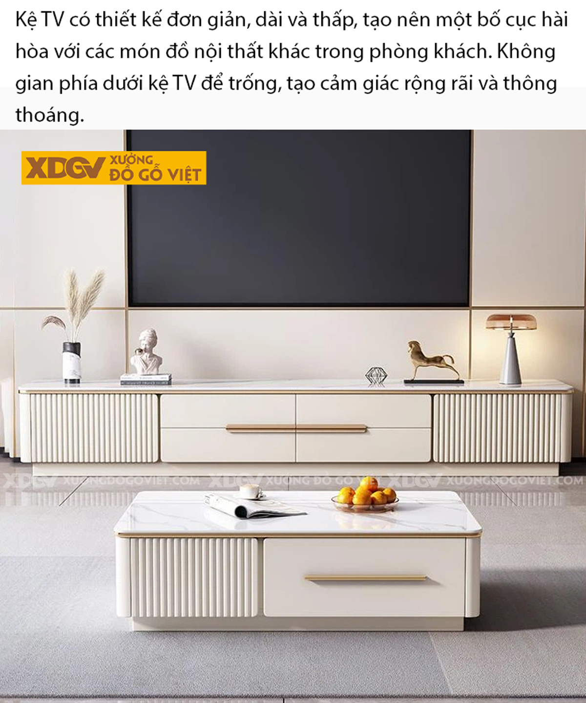 Kệ Tivi Trưng Bày Gỗ Cao Su Cạnh Bo Góc Ngăn Kéo Trung Tâm