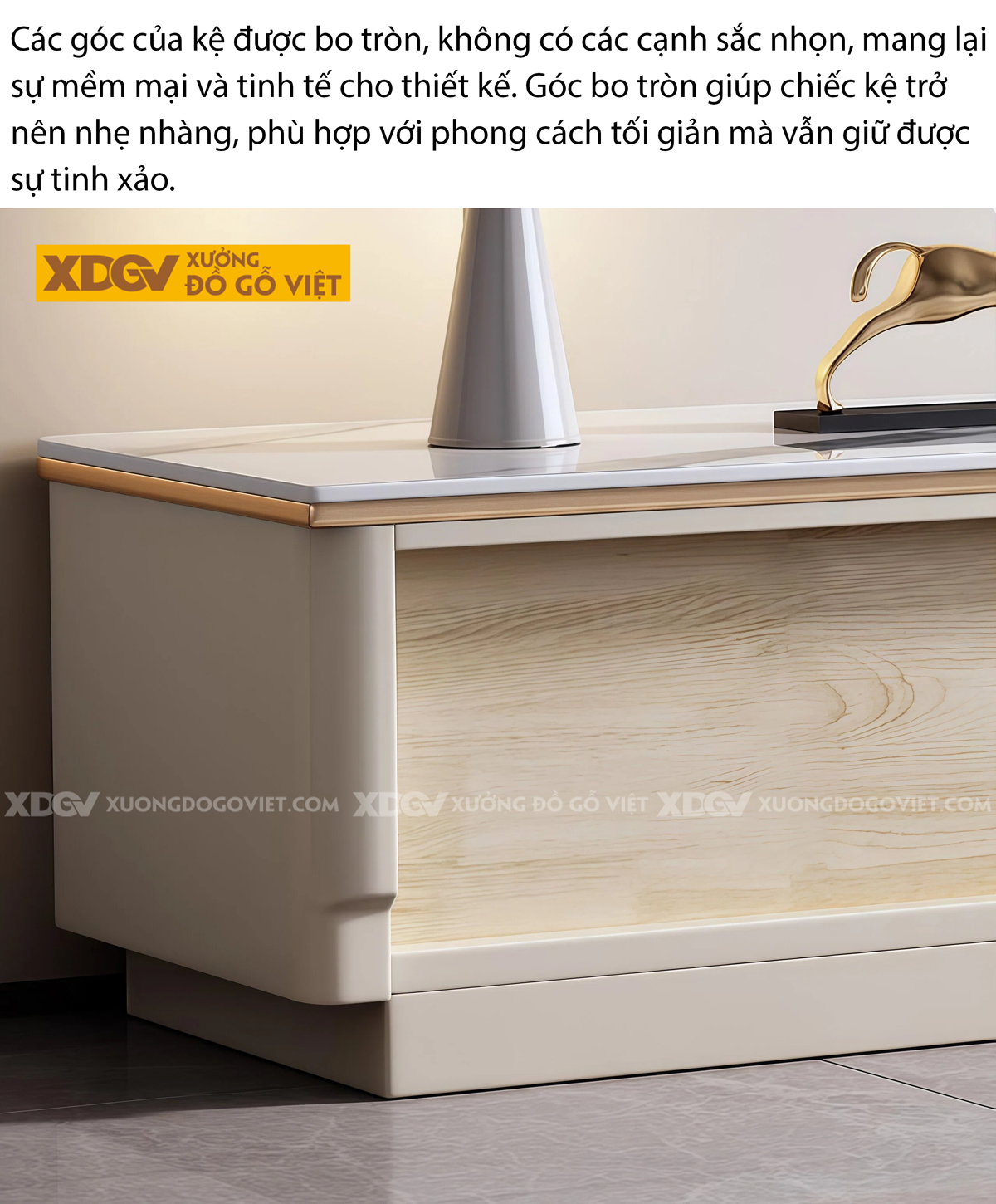 Kệ Tivi Trưng Bày Gỗ Cao Su Cạnh Bo Góc Ngăn Kéo Trung Tâm