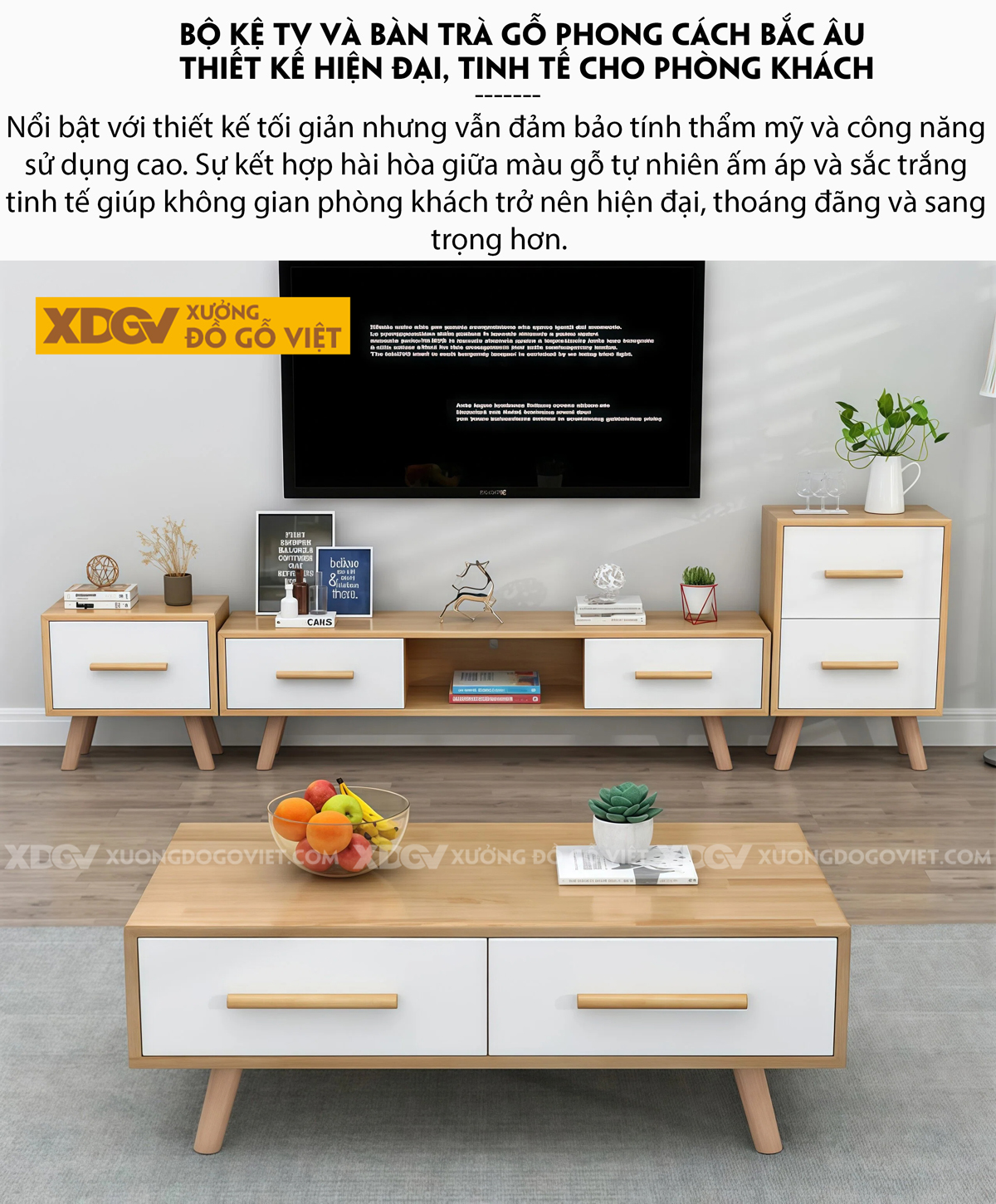 Kệ Tivi Trưng Bày Gỗ Cao Su Thiết Kế Phân Tầng Đẩy Trượt