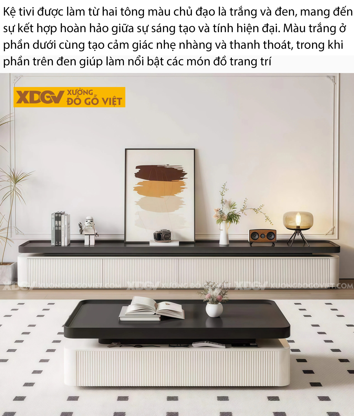 Kệ Tivi Trưng Bày Gỗ Cao Su Tích Hợp Cửa Lùa Lưu Trữ Tối Ưu