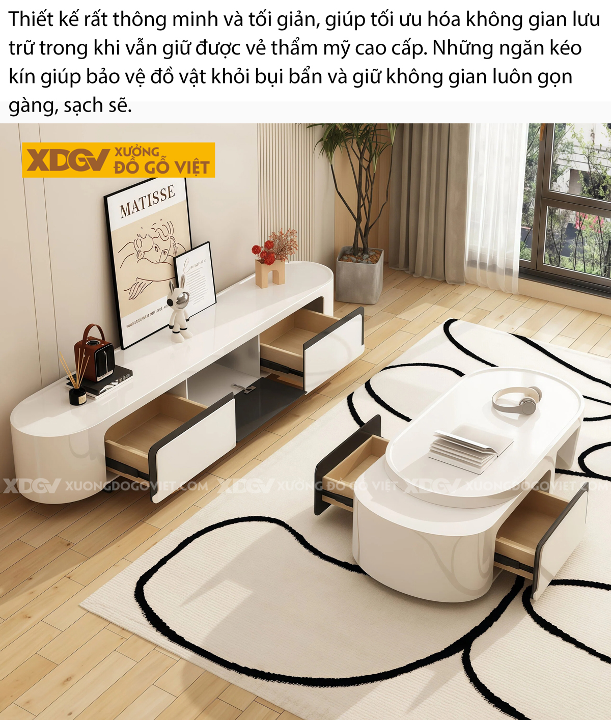 Kệ Tivi Trưng Bày Phòng Khách Gỗ Cao Su Kéo Trượt Mở Rộng