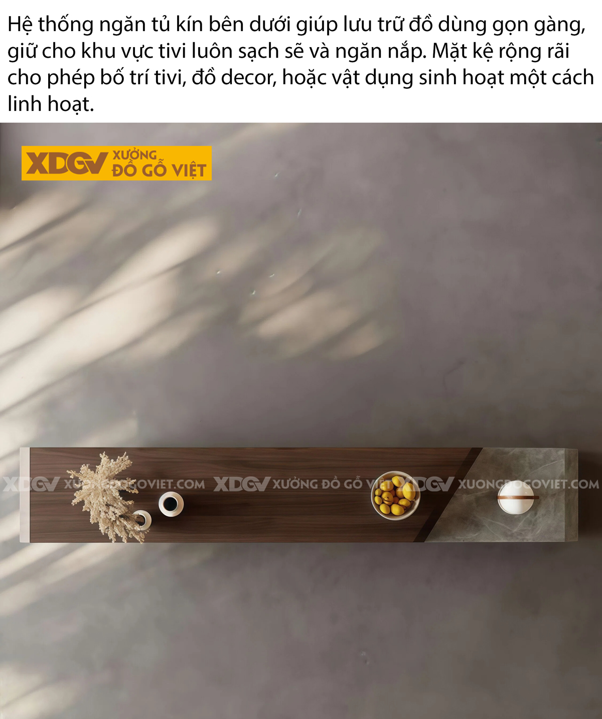 Kệ Tivi Trưng Bày Phòng Khách Gỗ MDF Tủ Kính Mờ Trung Tâm