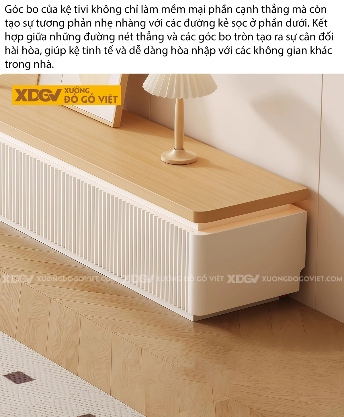 Kệ Trưng Bày Tivi Phòng Khách Gỗ MDF Hiệu Ứng Kẻ Sọc Nổi Bật