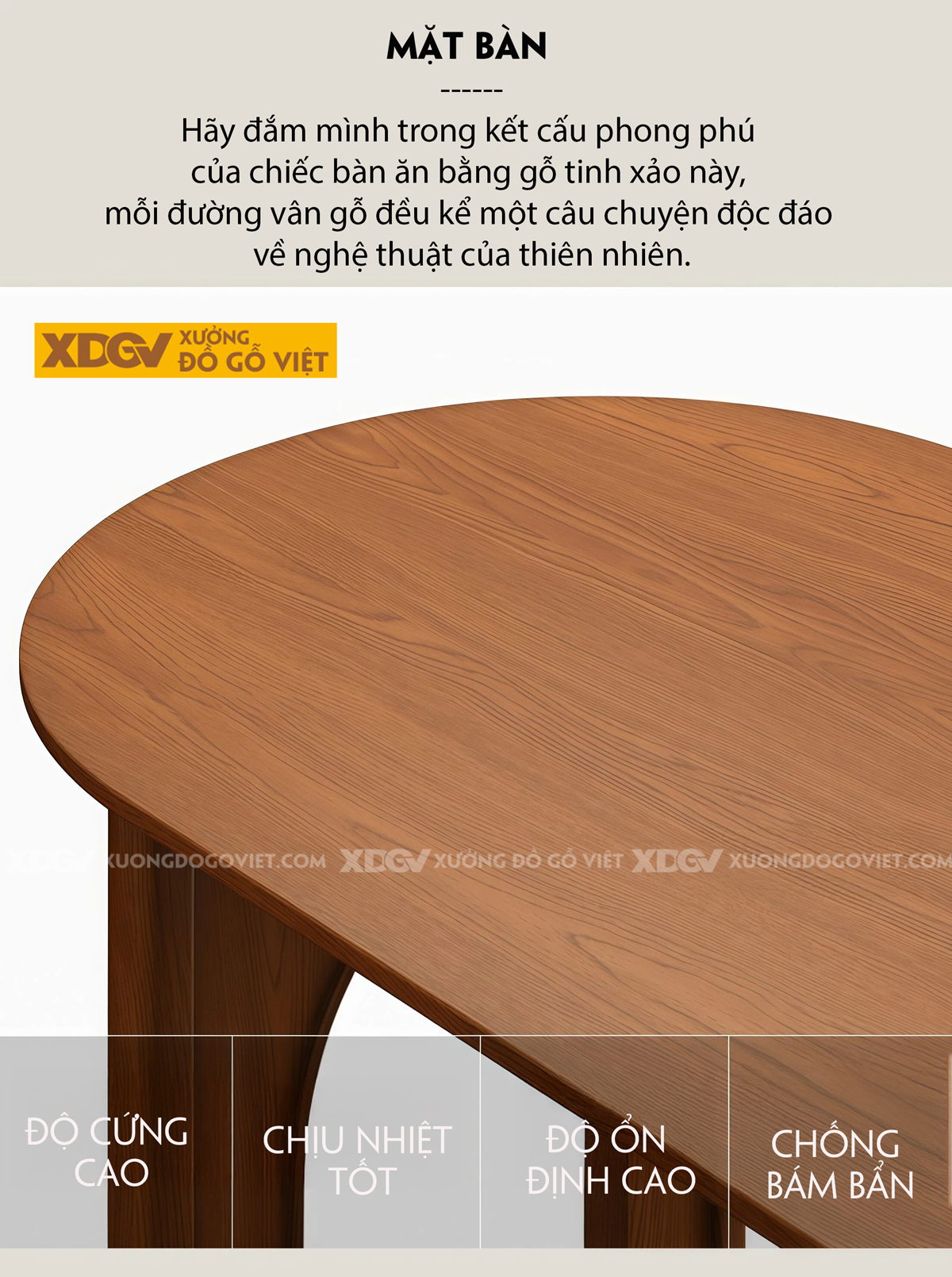 Mẫu Bàn Ăn Phòng Bếp Gỗ Sồi Mỹ Mặt Oval Chân Chữ U Độc Đáo