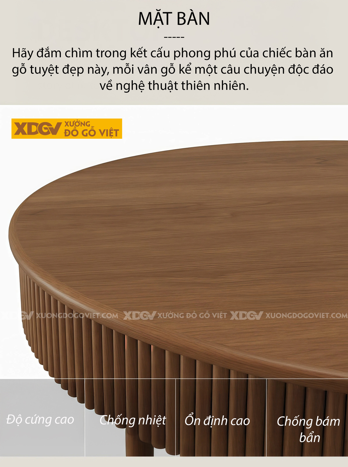 Mẫu Bàn Ăn Phòng Bếp Gỗ Sồi Mỹ Thiết Kế 2 Chân Ốp Chỉ Dọc