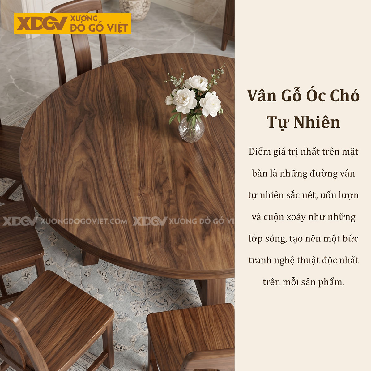Mẫu Bàn Ăn Tròn Gỗ Óc Chó Chân Chéo Chữ X Chắc Chắn