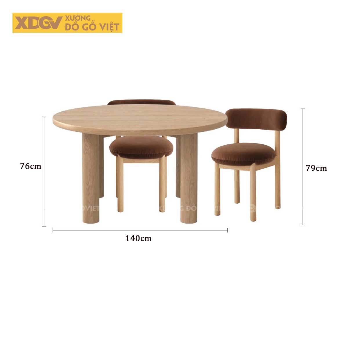 Mẫu Bàn Ăn Tròn Gỗ Sồi Mỹ Thiết Kế Bo Tròn Chân Trụ Mềm Mại