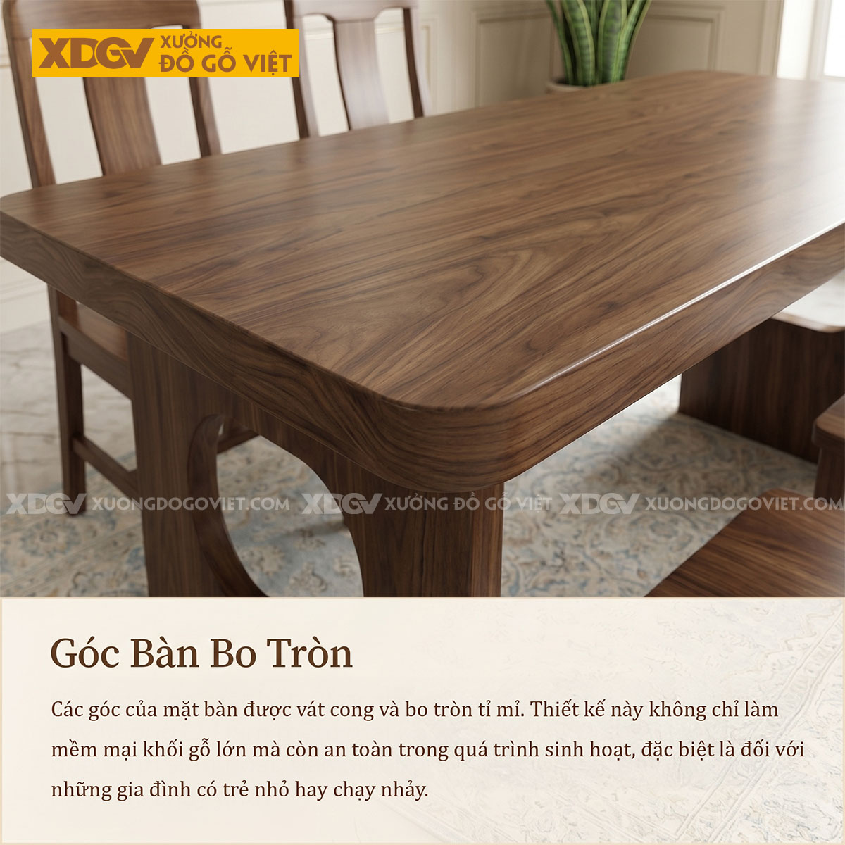 Mẫu Bàn Ghế Ăn Gỗ Óc Chó Phối Chân Phong Cách Nhật Tối Giản