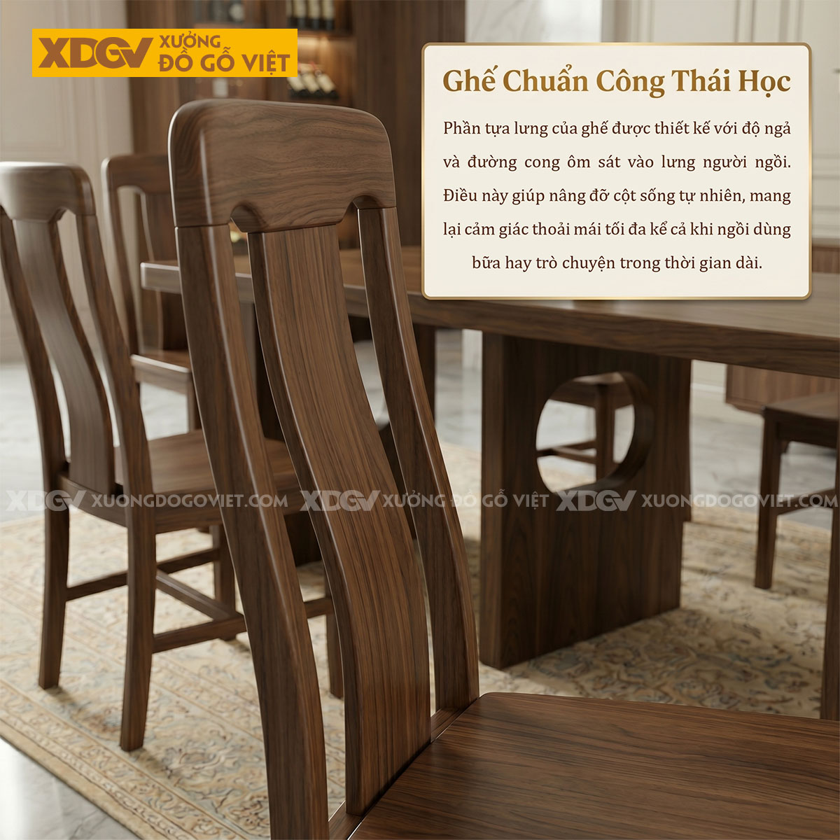 Mẫu Bàn Ghế Ăn Gỗ Óc Chó Phối Chân Phong Cách Nhật Tối Giản