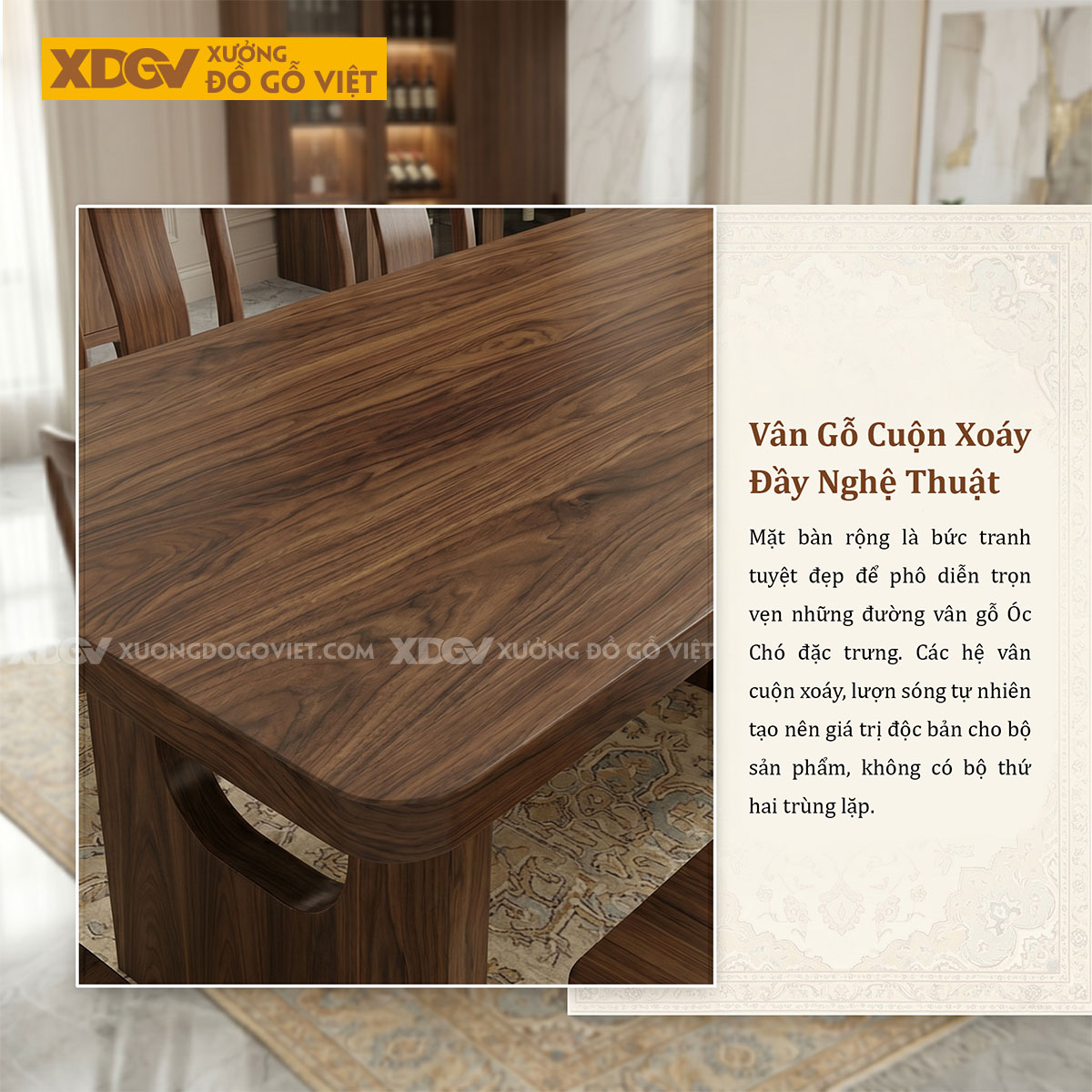 Mẫu Bàn Ghế Ăn Gỗ Óc Chó Phối Chân Phong Cách Nhật Tối Giản