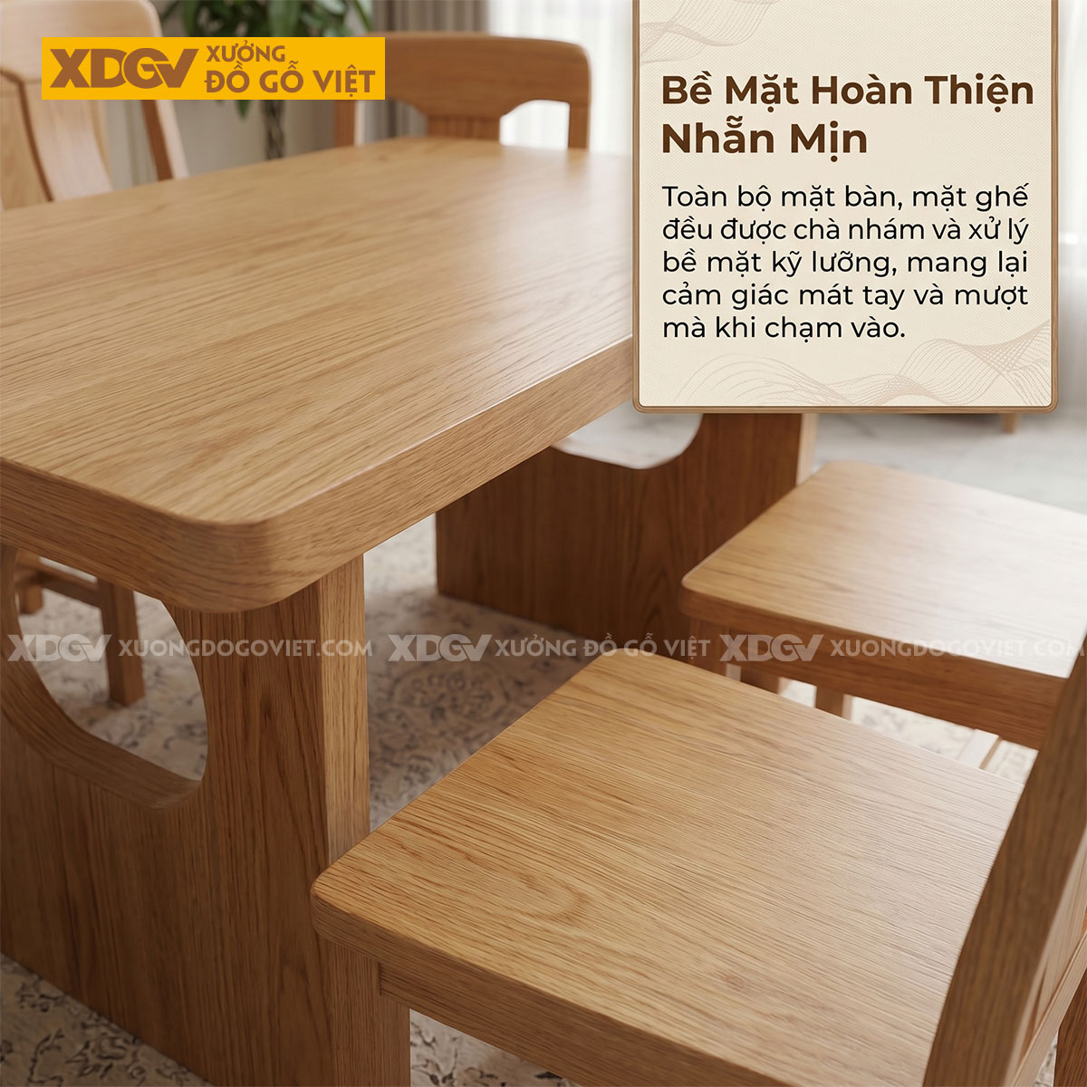 Mẫu Bàn Ghế Ăn Gỗ Sồi Mỹ Phối Chân Phong Cách Nhật Tối Giản