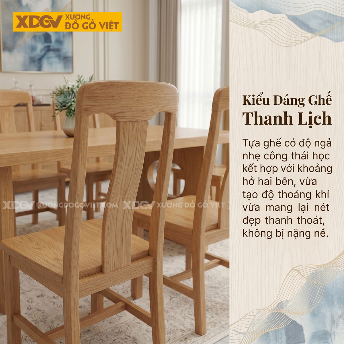 Mẫu Bàn Ghế Ăn Gỗ Sồi Mỹ Phối Chân Phong Cách Nhật Tối Giản