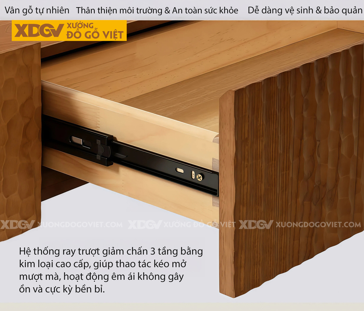 Mẫu Bàn Sofa Gỗ Sồi Chân Cao Thiết Kế Hoa Văn Lồi Lõm Lạ Mắt