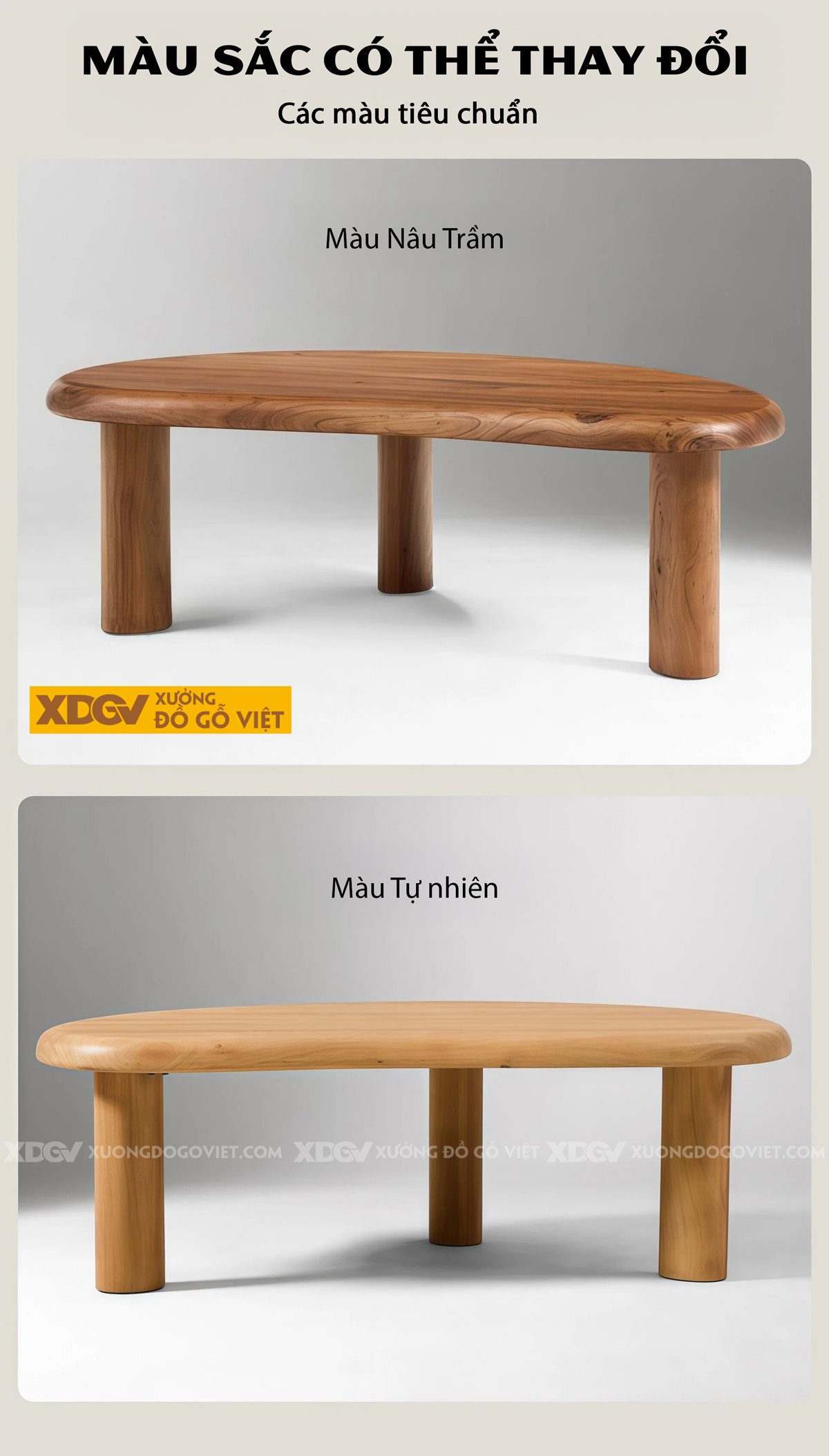 Mẫu Bàn Sofa Phòng Khách Gỗ Sồi Chân Cao Tích Hợp Ngăn Kéo