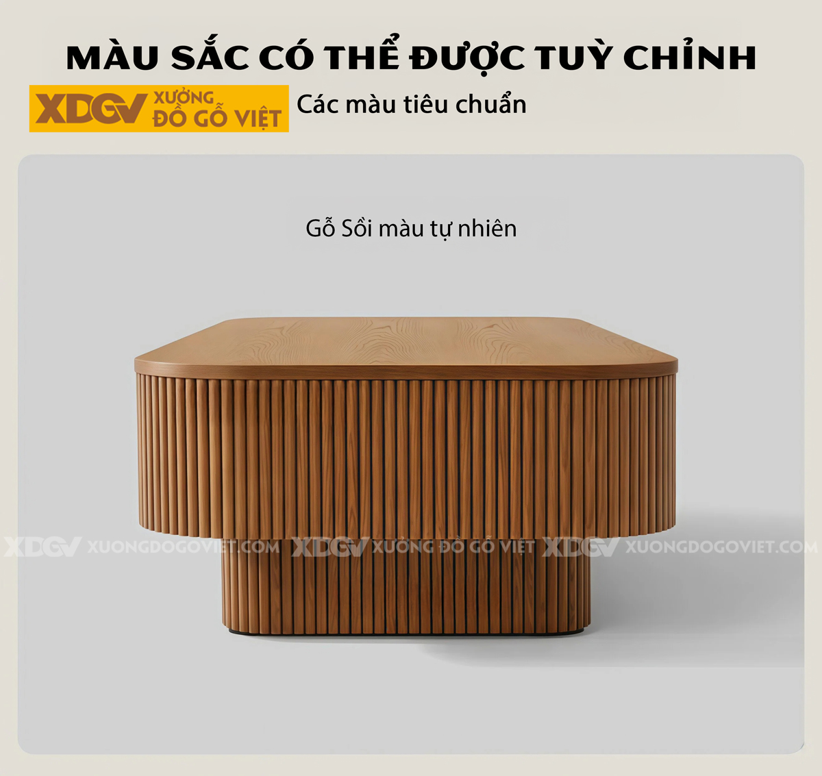 Mẫu Bàn Sofa Phòng Khách Gỗ Sồi Ngăn Kéo Phối Sọc Nghệ Thuật