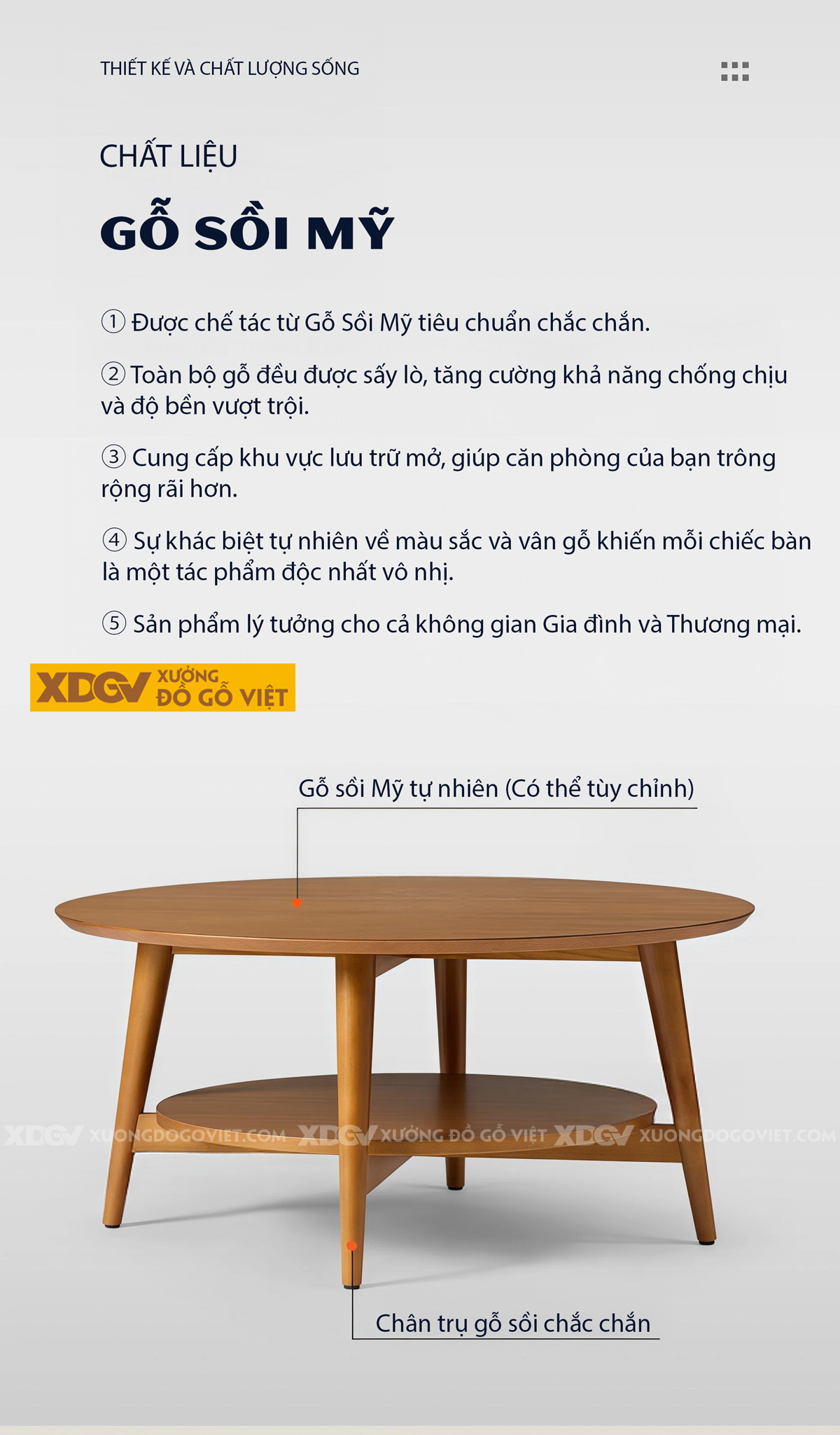 Mẫu Bàn Sofa Phòng Khách Gỗ Sồi Thiết Kế Chân Ghép Dấu Cộng