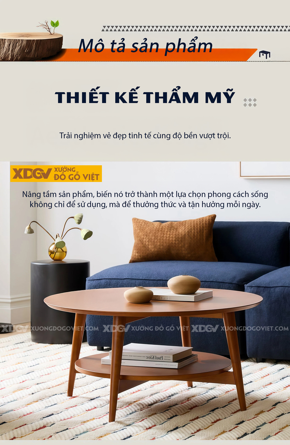 Mẫu Bàn Sofa Phòng Khách Gỗ Sồi Thiết Kế Chân Ghép Dấu Cộng