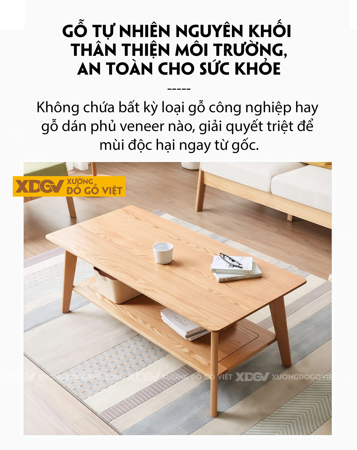 Mẫu Bàn Sofa Phòng Khách Hiện Đại Gỗ Sồi 2 Tầng Đa Năng