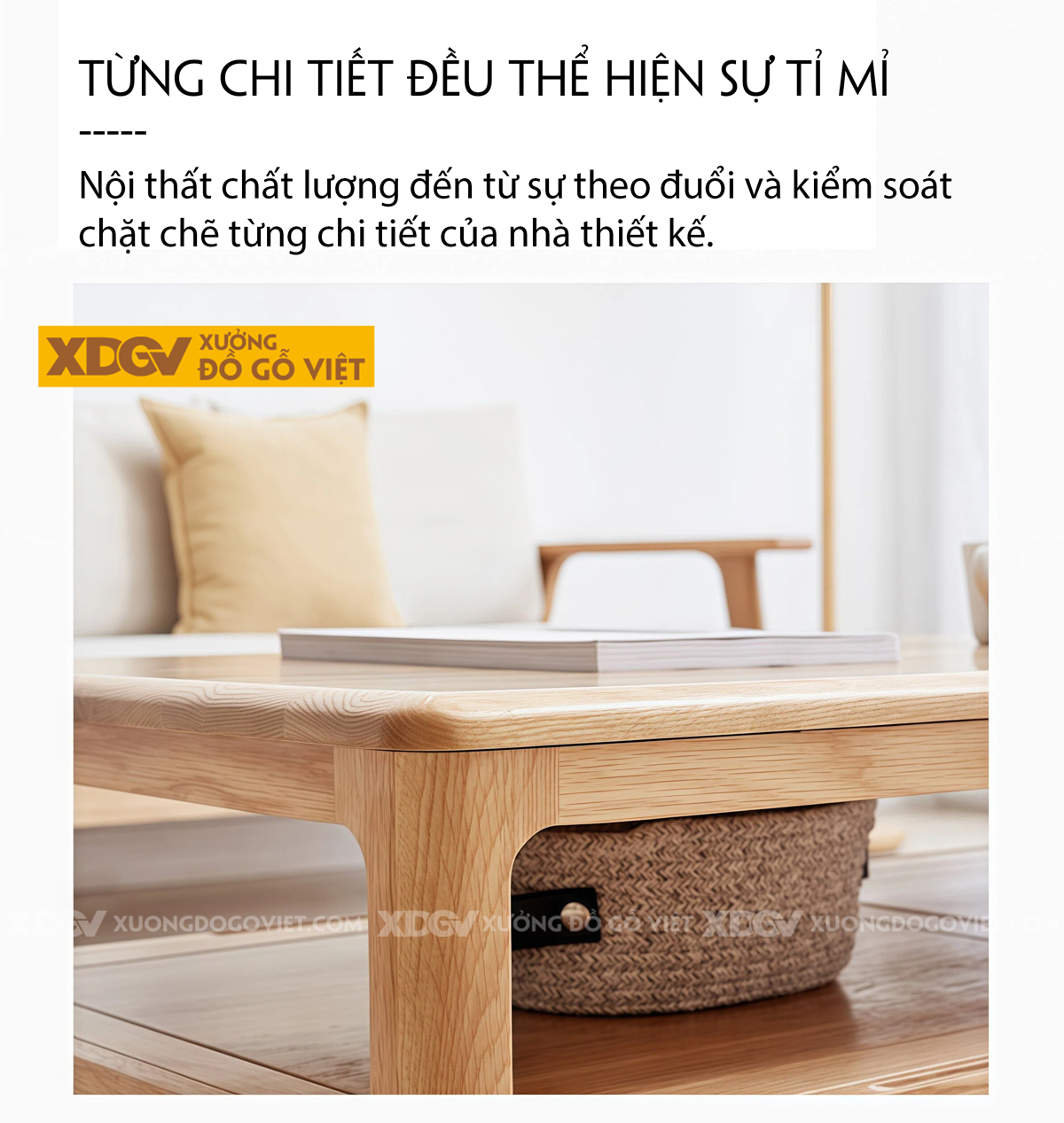 Mẫu Bàn Trà Sofa Phòng Khách Gỗ Sồi 2 Tầng Thiết Kế Đối Xứng