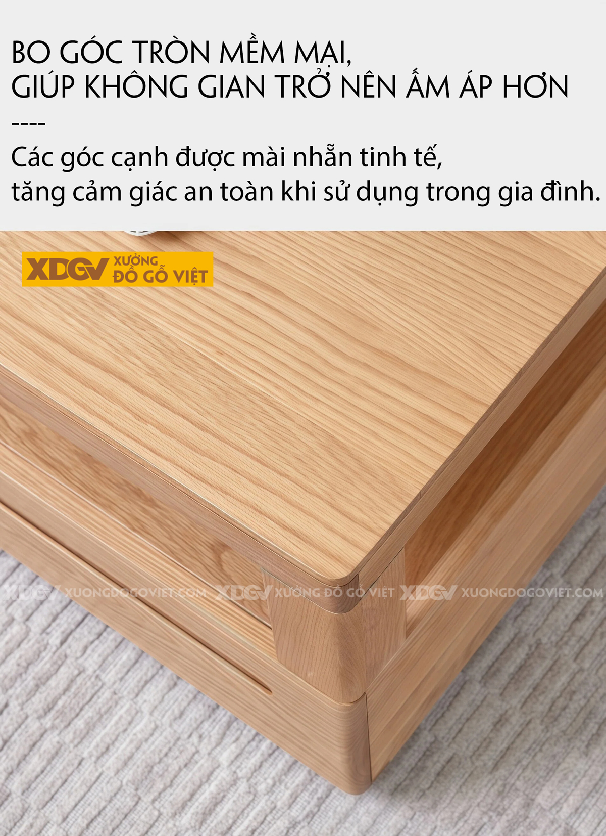 Mẫu Bàn Trà Sofa Phòng Khách Gỗ Sồi 2 Tầng Thiết Kế Đối Xứng